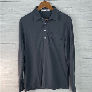 CRIQUET Men's Gray Long Sleeve Polo Shirt